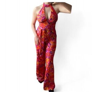 Vibrant Floral Halter Jumpsuit